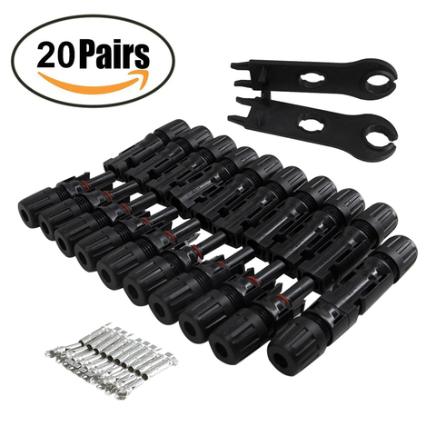 PowMr 20 Pairs Solar Panel Connector Male and Female + 1pair Spanner Fit For Solar Cable Cross Sections 2.5mm2~6.0mm2 IP67 ► Photo 1/6