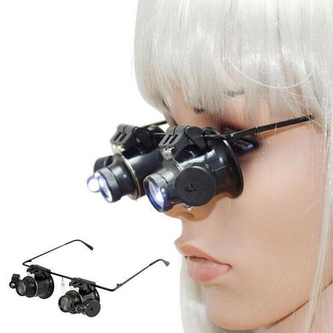 Headband Glasses Magnifier With LED Light Repair Metal Watchmaker Magnifier Jewelry Loupe Glass Lens Magnifier Crafts Optic ► Photo 1/6