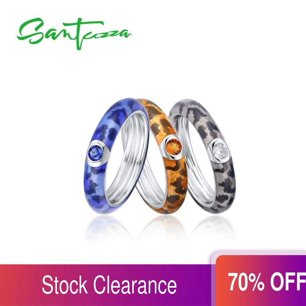 Santuzza Silver Rings For Women Colorful Enamel Rings Eternity Ring 925 Sterling Silver Party Fashion Jewelry Handmade Enamel  ► Photo 1/6