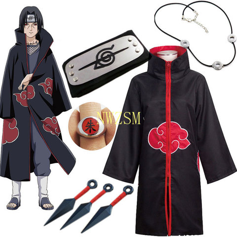 Naruto Cosplay Costume Akatsuki Cloak Uchiha Itachi Sharingan