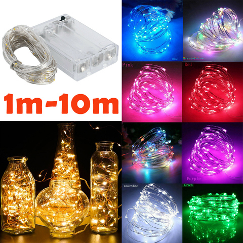 1m - 10m LED String Light 9 Colors Fairy Lights 10-100LEDs Copper Wire Battery Powered for Wedding Xmas Party Decor Holiday Lamp ► Photo 1/6