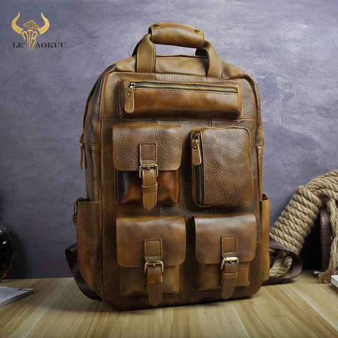 Design Male Leather Casual Fashion Heavy Duty Travel School University College 17