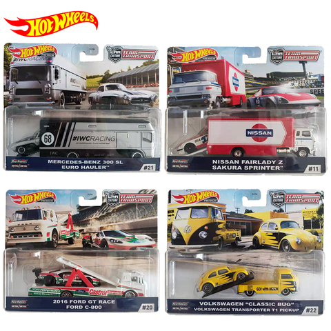 Original Hot Wheels Car Cultural Team Transport Car Toys for Boys Trailer Truck Alloy Car Hotwheels Model Toys Tractor Juguetes ► Photo 1/1