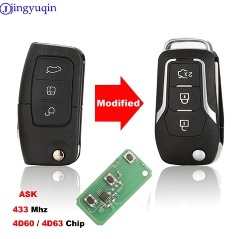 jingyuqin Folding Key Remote Case Cover For Ford Fiesta Focus 2 Ecosport Kuga Escape C Max Ka 3 Buttons key Fob HU101 / FO21 ► Photo 1/5