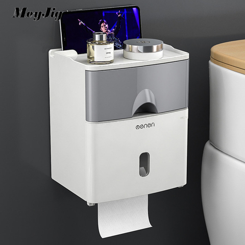 Toilet Paper Holder Waterproof Wall Mount Shelf Toilet Paper Tray Roll Paper Towel Holder Case Tube Storage Box Tray ► Photo 1/6