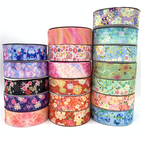 5yards/Lot 25mm 38mm Printing Flowers Grosgrain Ribbon For Hair Bow Party Christmas Wedding Decoration DIY Sewing Fabric ► Photo 1/6