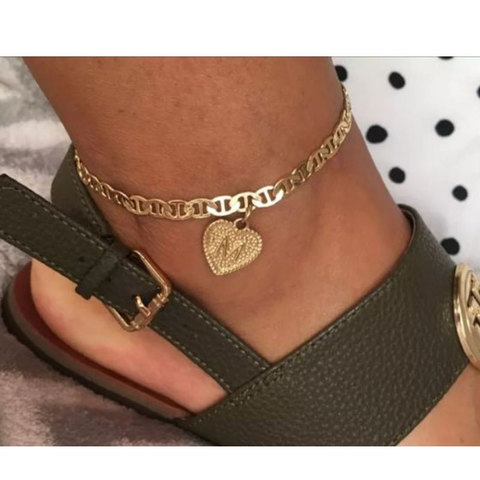 Heart Initials Ankle Bracelet For Women Gold Color Zircon Droplets Letter Anklet Barefoot Beach Accessories Leg Bracelet Jewelry ► Photo 1/6