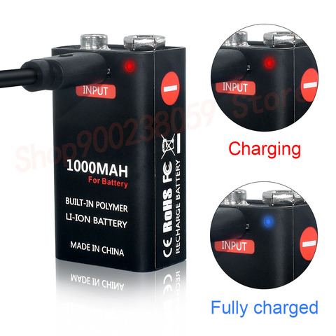 USB 9 Volt li-ion Rechargeable Battery 6F22 9V Li ion Lithium Battery for RC Helicopter Model Microphone Smoke metal detector ► Photo 1/6