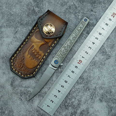 LEMIFSHE small fishbone folding knife M390 blade titanium alloy handle outdoor camping survival kitchen fruit knife EDC tool ► Photo 1/6