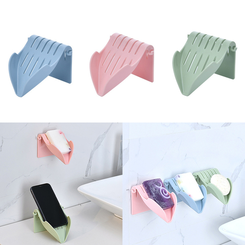 1pc Drain Soap Box Suction Cup Soap Dish Bathroom Organizer Storage Box Plastic Tray Holder Wall Mounted Box Punch-Free ► Photo 1/6