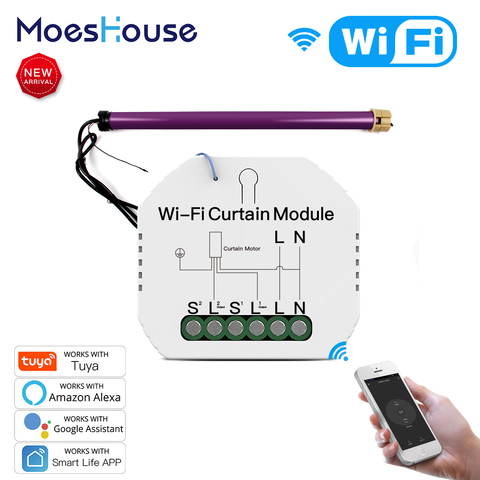 WiFi Mini Smart Curtain Switch Module Roller Blinds Shutter Motor Smart Life Tuya APP Remote Control Work with Alexa Google Home ► Photo 1/6