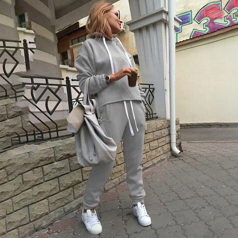 Women's Two Piece Casual Sweatshirt Jogger Pants Outfit cotton 2 Piece