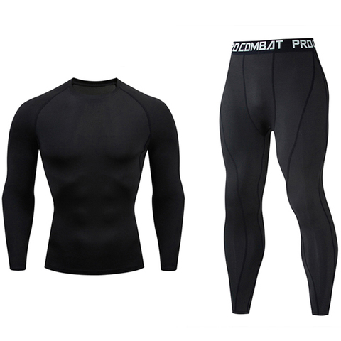 Men's Gym Clothing Jogging suit Compression MMA rashgard Male Long johns Winter Thermal underwear Sports suit Brand Clothing 4XL ► Photo 1/6