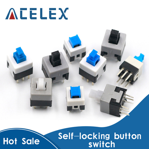 10PCS/LOT 5.8x5.8 7x7 8x8 8.5x8.5mm Self Locking / UNlock Push Tactile Power Micro Switch 6 Pin Button Switches ► Photo 1/6