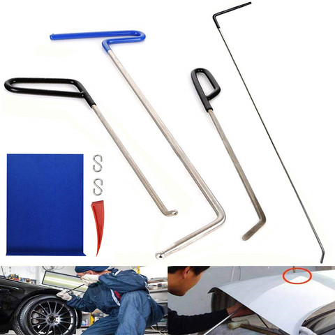 Rod hooks tools Dent Repair Tools Kit Window Guard with Felt Red Wedge and S-Hook for Car Paintless Dent Removal ► Photo 1/6