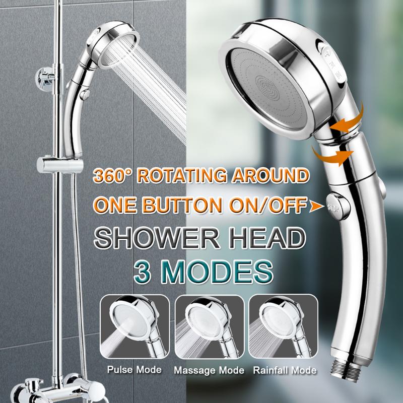 3 Mode Pressure Headheld Showerhead Handheld Shower Head Portable 360 Degrees 