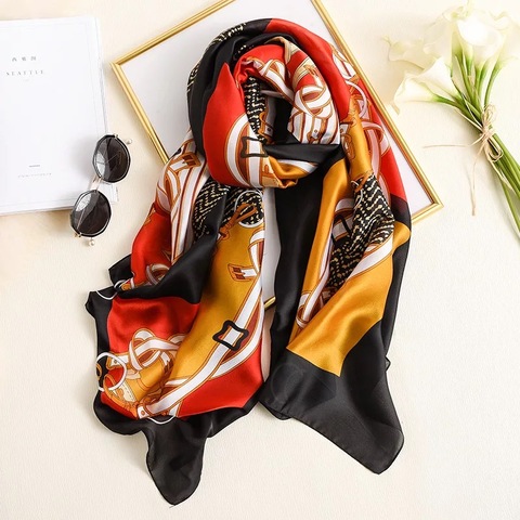 2022 Luxury Brand Women Scarf Summer Silk Scarves Shawls Lady Wraps Soft Pashimina Female Echarpe Designer Beach Stole Bandana ► Photo 1/6