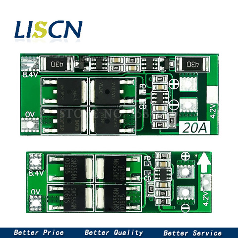 2S 20A 7.4V 8.4V 18650 Lithium battery protection board/BMS board standard/balance ► Photo 1/3