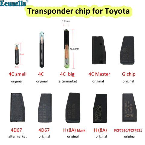 Original/Aftermarket Auto Transponder Car Key Chip 4D67 4C ID4C G 72 H 8A 128bit WS21-00 PCF7930/PCF7931 for Toyota CorollaCamry ► Photo 1/6