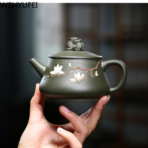 WSHYUFEI Yixing Pure Handmade Purple Clay Teapot Famous Raw ore Green mud Zisha teapot Tea set Household kettle 240ml ► Photo 1/6