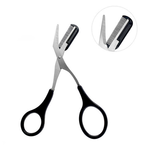 1pcs Eyelash Hair Scissors Eyebrow Trimmer Eyelash Hair Clips Scissors Comb Shaping Eyebrow Grooming tesoura sobrancelha 5 Color ► Photo 1/6