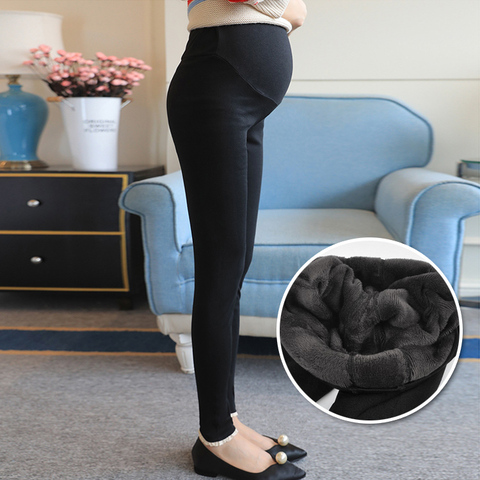 Winter Pregnant Women Black Leggings for Maternity Warm Soft Velvet Pants Pregnancy Inner Wool Clothes Ropa Mujer Embarazada ► Photo 1/6