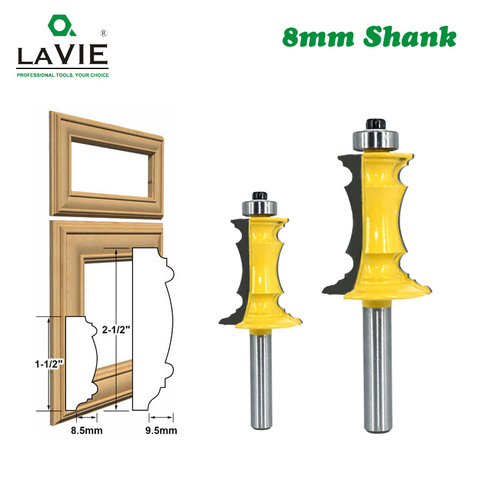 LAVIE 8mm Shank Mitered Door Drawer Molding Router Bits Handrail Line Tenon Milling Cutter For Woodworking Tools MC02165 ► Photo 1/6