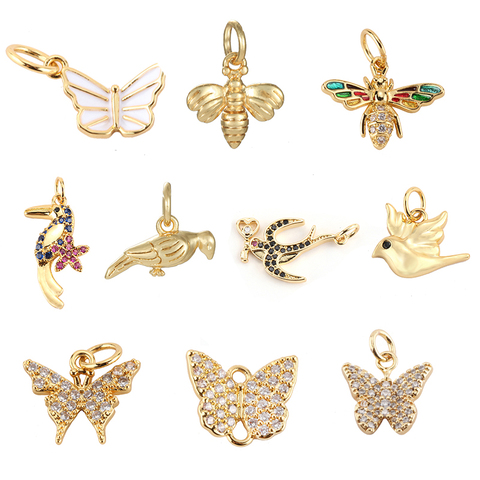 Butterfly Bird Bee Charms for Jewelry Making Supplies Gold Animals Charm Pendant Design Diy Charms for Earrings Necklace Zircon ► Photo 1/6