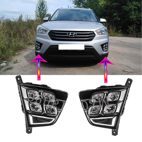 LED DRL for Hyundai IX25 Creta 2014 2015 2016 2PCS Headlight Daytime Running Light Fog Lights Fog Light Headlights Day Light ► Photo 1/6