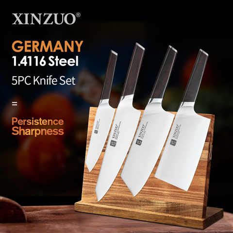 XINZUO 4PCS Cooking Kitchen Knives Set High Carbon Stainless Din 1.4116 Steel Bone Chopper Chef Meat Utility Knives Ebony Handle ► Photo 1/1