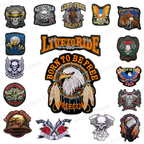 Big Size Biker Patches Iron On Large Punk Skull Eagle Badges Motorcycle MC Patch Applique For Clothing Coat Leather Jacket ► Photo 1/6