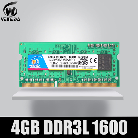 VEINEDA Ram Memory Sodimm DDR3L 2GB 4GB 8GB 1600MHz ddr3l PC3-12800 204PIN Compatible All Intel AMD DDR3L laptop ► Photo 1/5