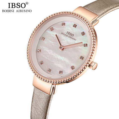 IBSO Women's Quartz Watch Luxury Crystal Rhinestone Clock Hours Fashion Montre Femme Ladies Quartz Leather Waterproof Wristwatch ► Photo 1/6