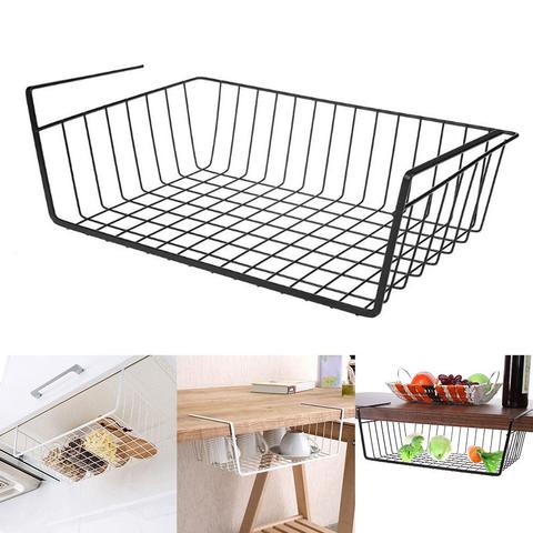 Hot Space Saving Metal Basket Storage Rack Under Cupboard Wardrobe Desk Multi Function Storage Basket Shelf Clothing Hanging Hol ► Photo 1/6