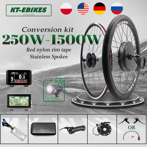 Ebike kit Brushless Gear Hub motor Wheel 48V 1500W 1000W 750W 36V 250W KT LED LCD Electric Bicycle e Bike Conversion Kit ► Photo 1/6