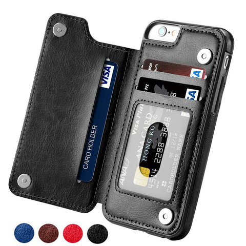 Leather Case For iPhone SE 2022 11 Pro XS Max XR X 6 6S 7 8 Plus 5 5S SE Wallet Card Cover For Samsung Note 20 Ultra S20 S10 S9 ► Photo 1/6