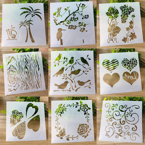 1pcs 13* 13cm DIY flower Stencils Painting Scrapbook Coloring Cake decorating, sugar powder sieve, printing mold printing table ► Photo 1/1