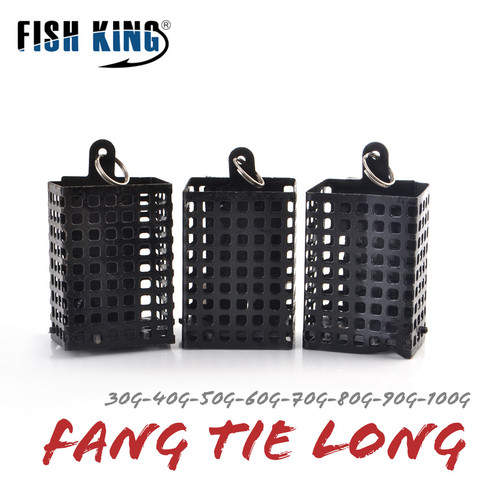 FISH KING 1pc 30-100g Feeder Square Metal Bait Cage Container Bait Basket Feeder Holder Wire Carp Fishing Sinker for Button Rigs ► Photo 1/6