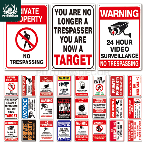 No Trespassing Sign Warning Metal Sign Video Surveillance Sign Wall Decor Yard Sign No Entry Metal Signs ► Photo 1/6