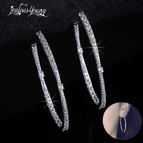 Simple Hoop Earrings With AAA Zircon For Women Jewelry Brincos Unique Clear Rhinestone Paved Rose Gold Color Jewelry Gift AE312 ► Photo 1/6