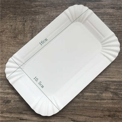 Rectangular cake tray White paper plate disposable dinner plate Paper plate cake disposable paper plate rectangle Kitchenware ► Photo 1/5