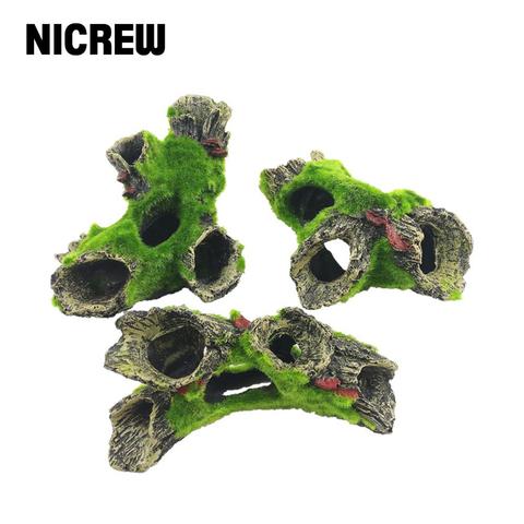 NICREW Aquarium Decorations Fish Hideout House Betta Cave with Green Lifelike Moss ► Photo 1/6