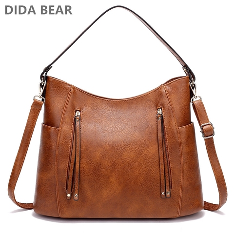 Bucket Bag Leather Women Handbags Female Leisure Shoulder Bags Fashion Purses Vintage Bolsas Large Capacity Tote bag ► Photo 1/1