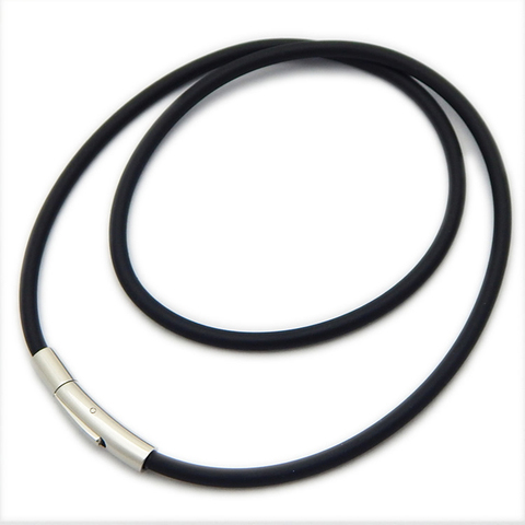 40/45/50/55/60cm Black Rubber Cord String Rope Chain with Metal Buckle Clasp for Jewelry finding Making necklace bracelet ► Photo 1/6