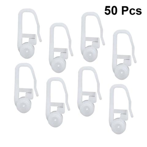 50 Pcs Bed Curtain Hooks Plastic Universal Household Hanging Rings Curtain Roller with Ball Track ► Photo 1/6