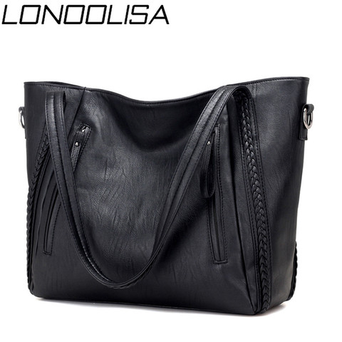 Luxury Women's Soft Leather Handbags Designer Brand Large Capacity Woven Shoulder Bags Ladies Casual Totes Black Travel Bags ► Photo 1/6