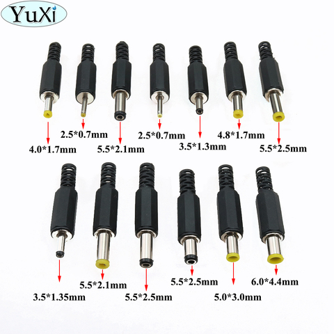YuXi 6.0*4.4 / 5.5*2.5 / 5.5*2.1 / 5.0*3.0 / 4.8*1.7 / 4.0*1.7 / 3.5*1.35 / 2.5*0.7 mm Male DC Power Plug Socket Adapter DC Jack ► Photo 1/6