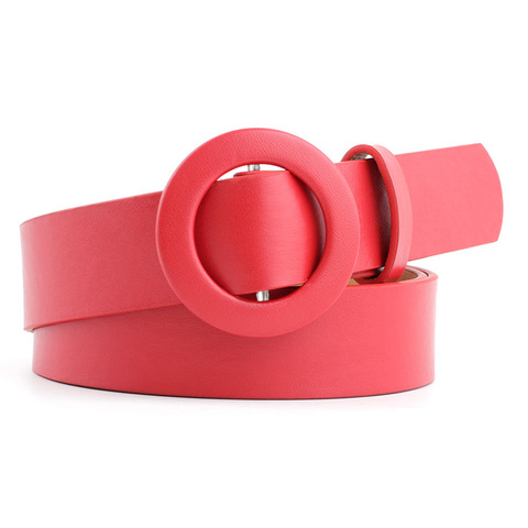 Round Buckle Women Belt Fashion Waist Belt PU Leather Metal Buckle Heart Pin Belts For Ladies Leisure Dress Jeans Wild Waistband ► Photo 1/6