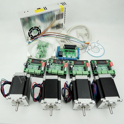 Ship from EU, CNC Router Kit 4 Axis,4pcs TB6560 stepper motor driver+interface board+4pcs Nema23 270 Oz-in motor+power supply ► Photo 1/5