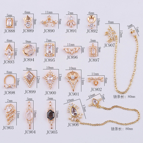 1pcs zircon jewelry metal alloy zircon diamond 24 styles unicorn new arrival nail sticker chain 3d nail art jewelry MFNail45435 ► Photo 1/6